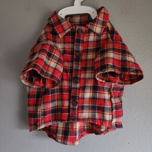 Top Paw Plaid Dog Flannel Shirt Button Up Pet Apparel Red Navy Lumberjack Size M